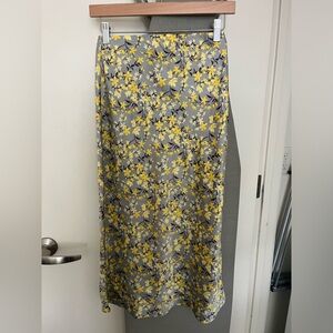 Mi Ami Floral Satin Midi Skirt